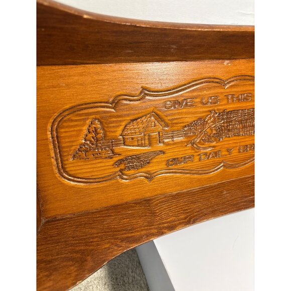 Handcrafted Wooden Serving Tray With Give Us This Day Our Daily Bread 19" Long - Picture 4 of 9